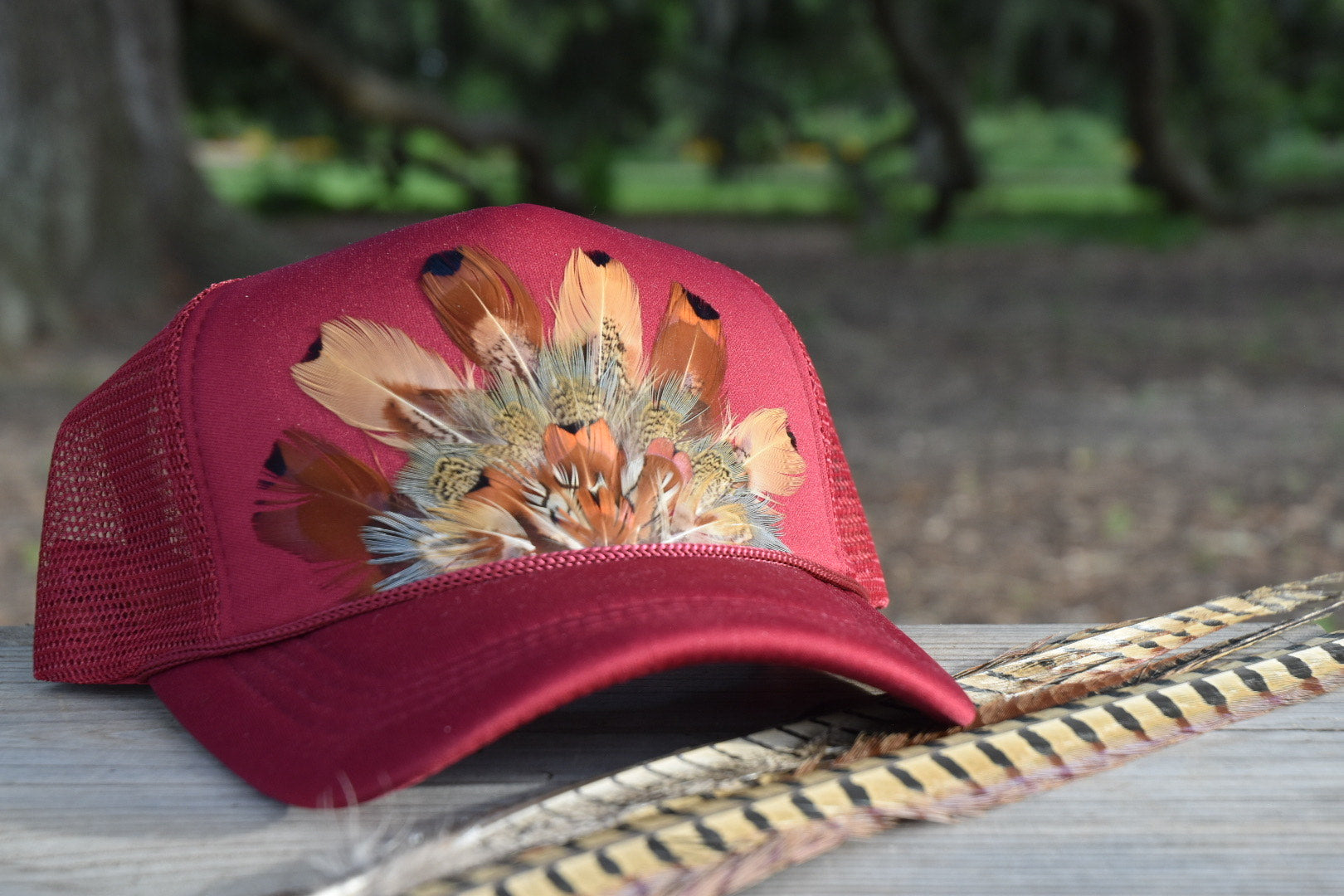 Feather Trucker Hat- Red
