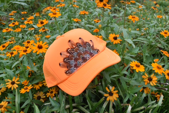 Feather Trucker Hat- Orange