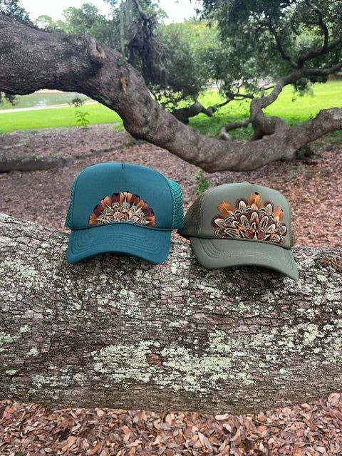Feather Trucker Hat- Green