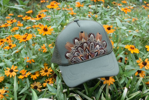 Feather Trucker Hat- Green