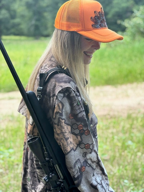 Feather Trucker Hat- Orange