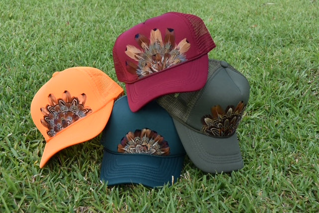 Feather Trucker Hat- Orange